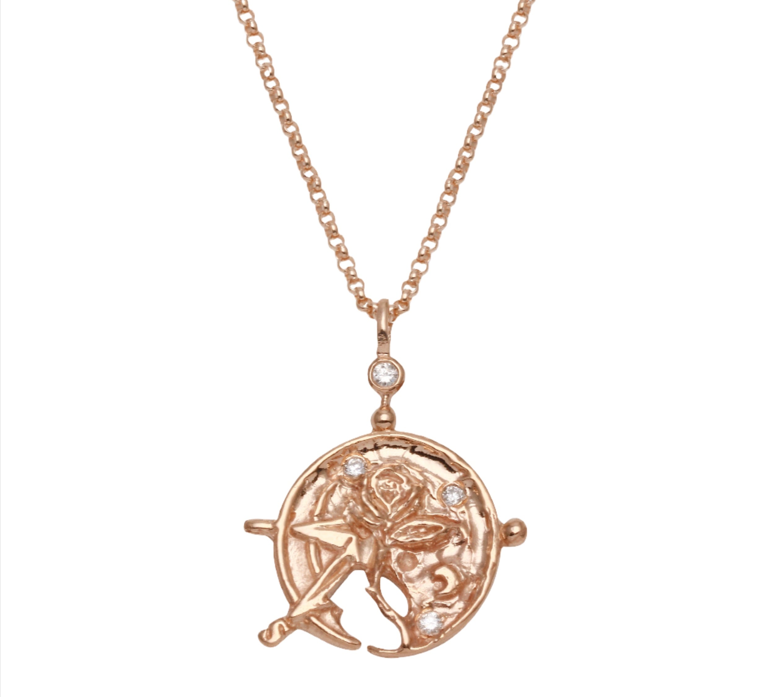 Compass & Rose Necklace Pendant Necklace Jaine K Designs Rose Gold