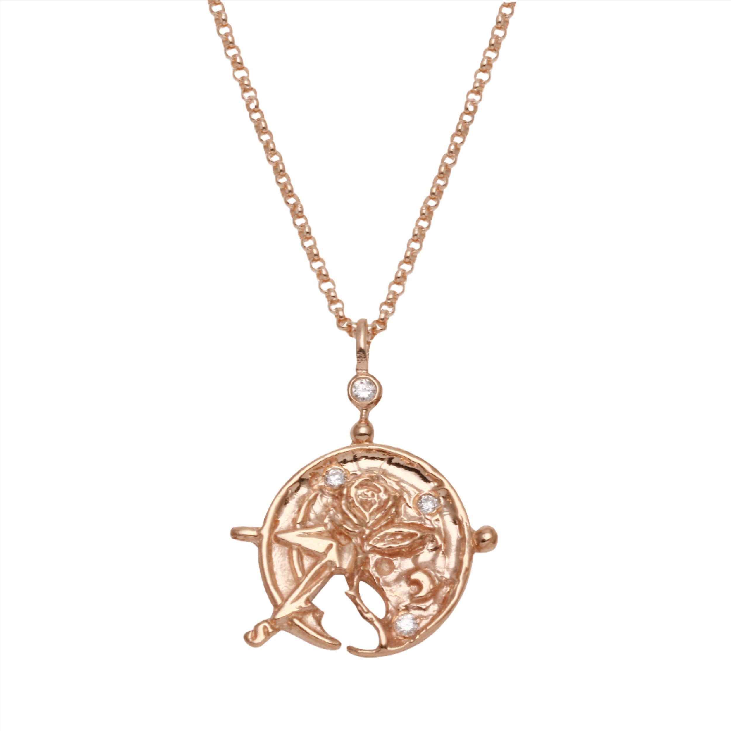 Compass & Rose Necklace Pendant Necklace Jaine K Designs Rose Gold