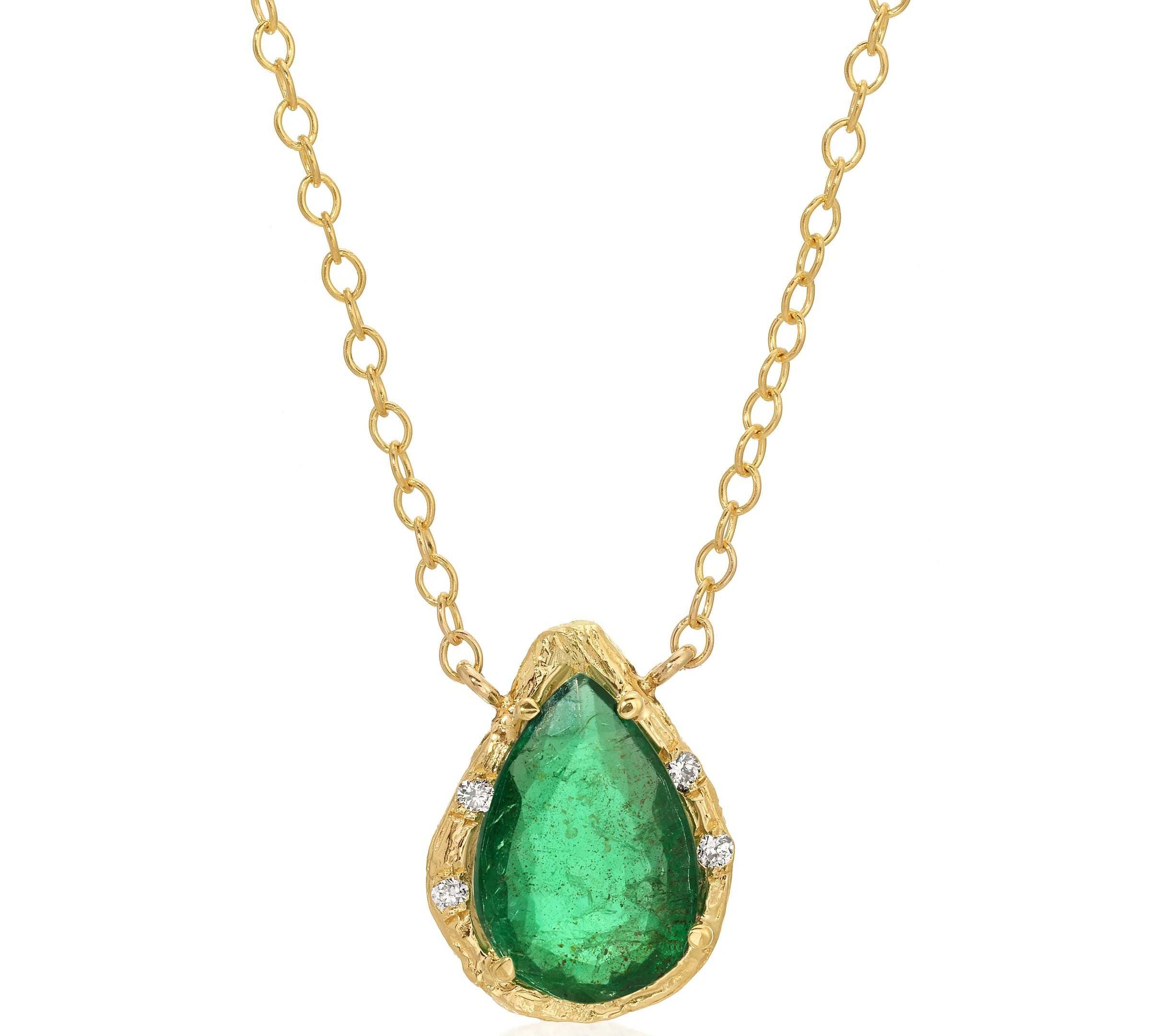 Pear Emerald Necklace Pendant Necklace Elisabeth Bell Jewelry