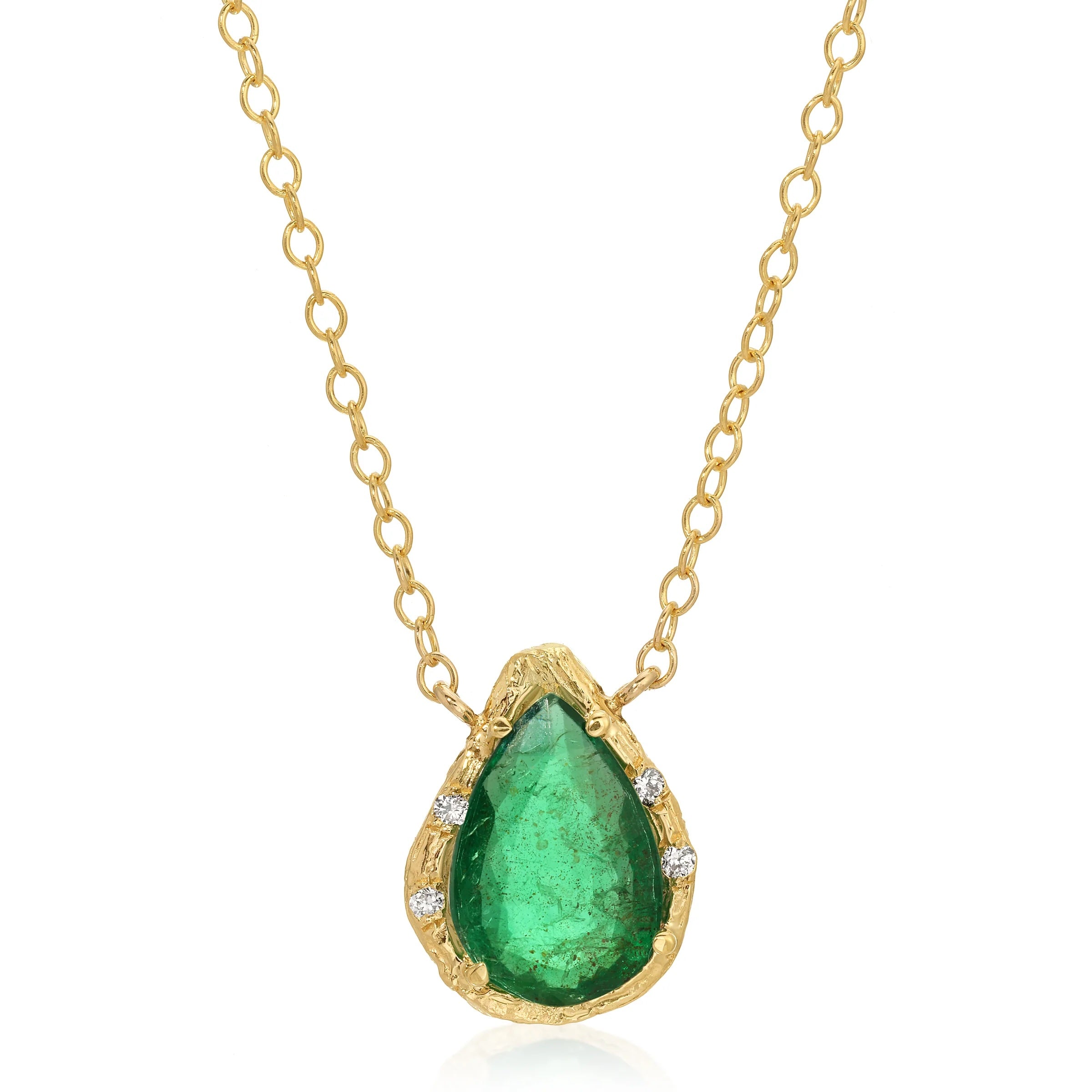 Pear Emerald Necklace Pendant Necklace Elisabeth Bell Jewelry