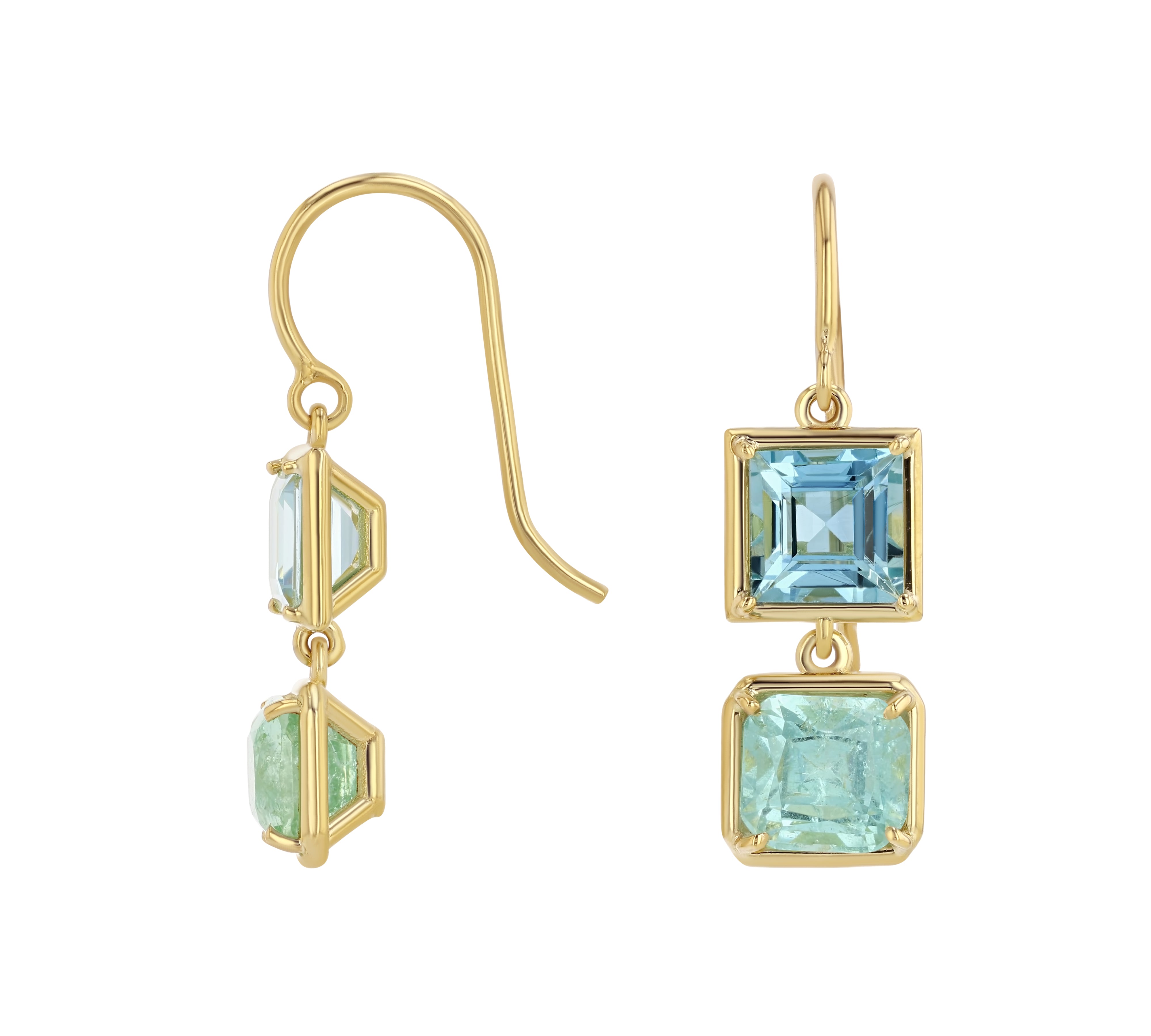 Aquamarine Seafoam Tourmaline Drop Earrings Drop Earrings Amy Gregg Jewelry   