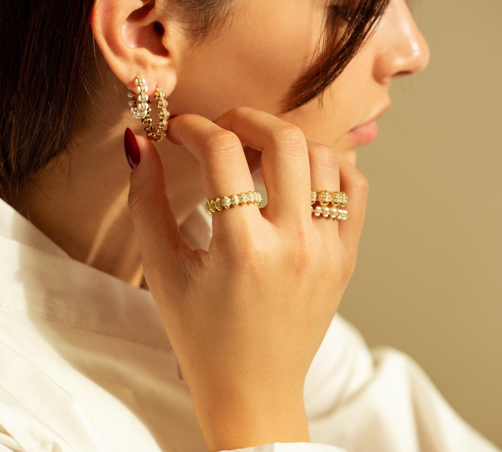 Gold Atom Earrings, Size Three Hoop Earrings Latelier Nawbar