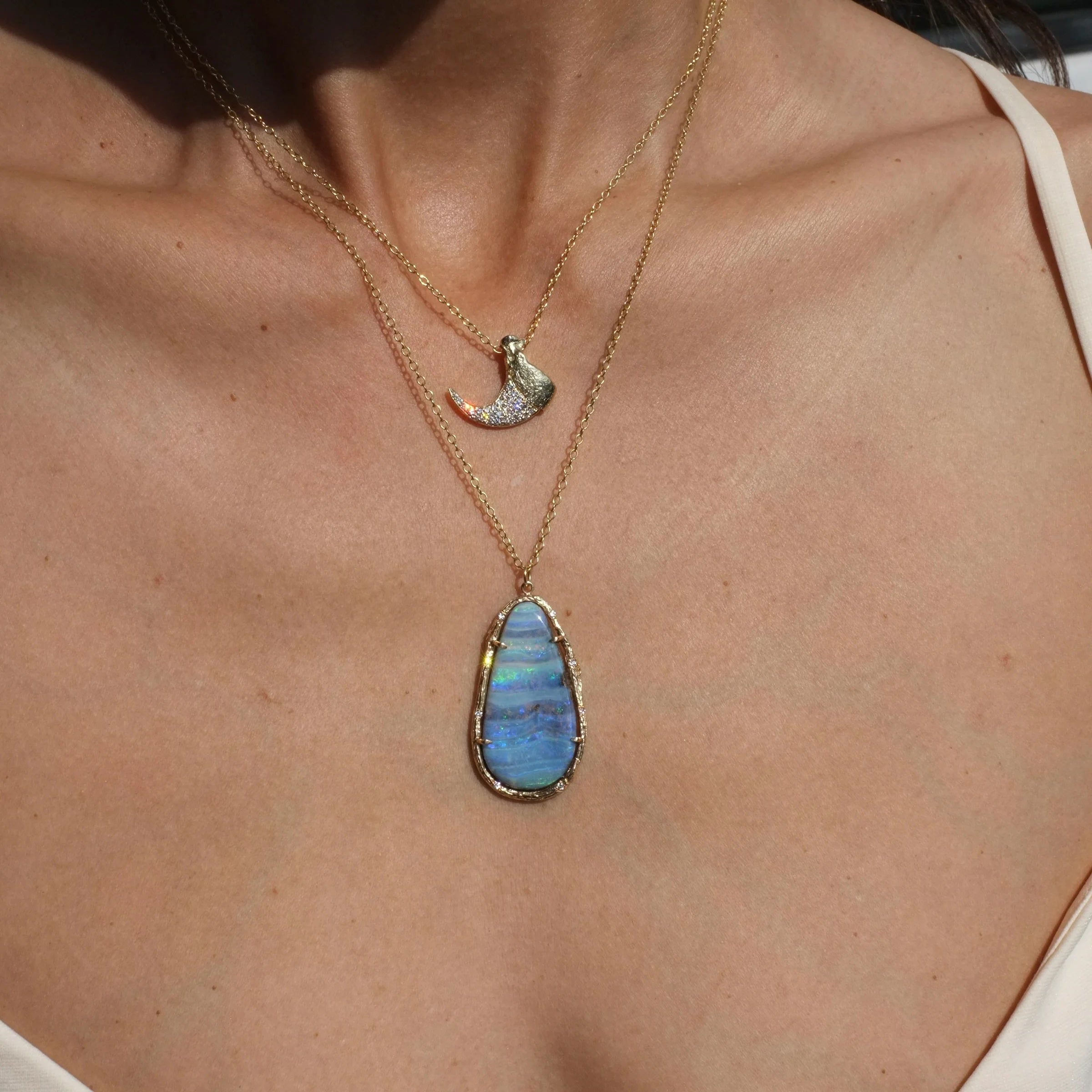 Opal Waveline Necklace Pendant Necklace Elisabeth Bell Jewelry