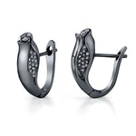 Rosebud Huggie Earrings, Diamond Huggie Earrings Roseark Jewelry Black Rhodium White Gold