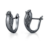 Rosebud Huggie Earrings, Diamond Huggie Earrings Roseark Jewelry Black Rhodium White Gold