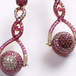 Ruby Pave Spinning Ball Drop Earrings Statement Earrings Carolyn Rodney