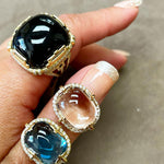 High Dome Cabochon Ring with Diamonds Statement Ring Goshwara
