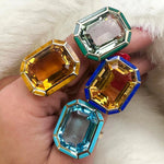 Stone Inlay Emerald-Cut Ring Cocktail Ring Goshwara