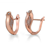 Rosebud Huggie Earrings, Diamond Huggie Earrings Roseark Jewelry Rose Gold