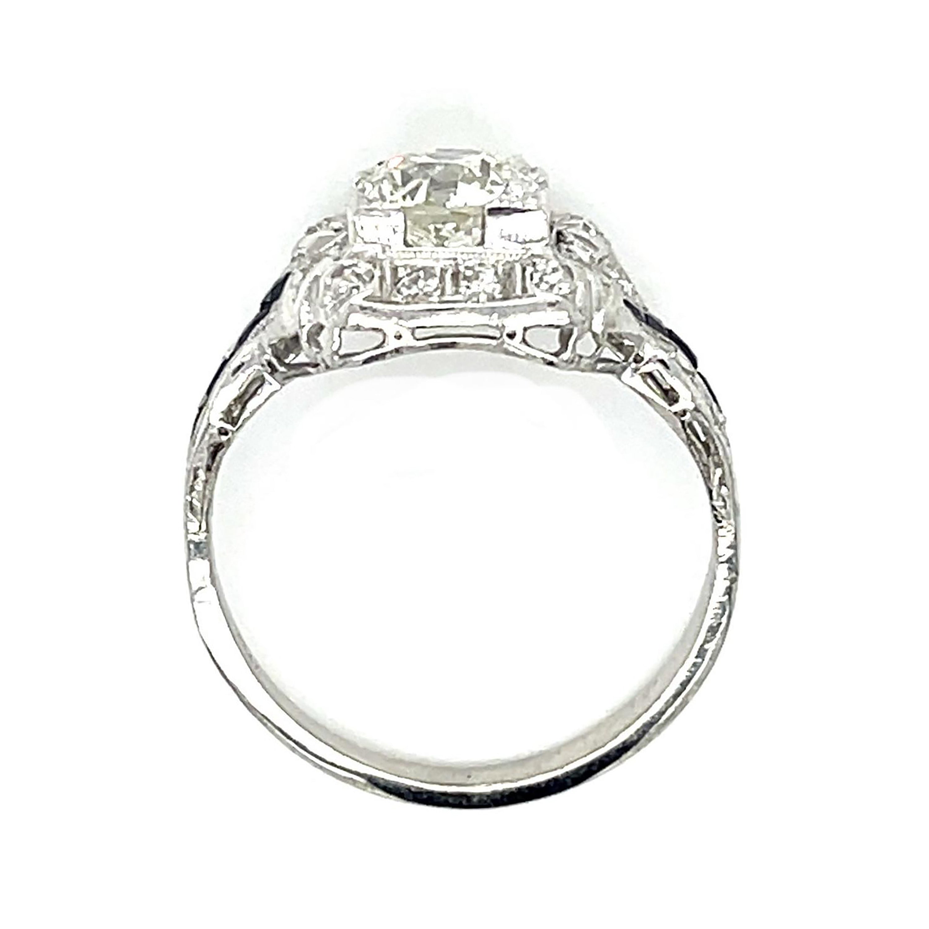 Old European Diamond Sapphire Ring Statement Ring Roseark Vintage