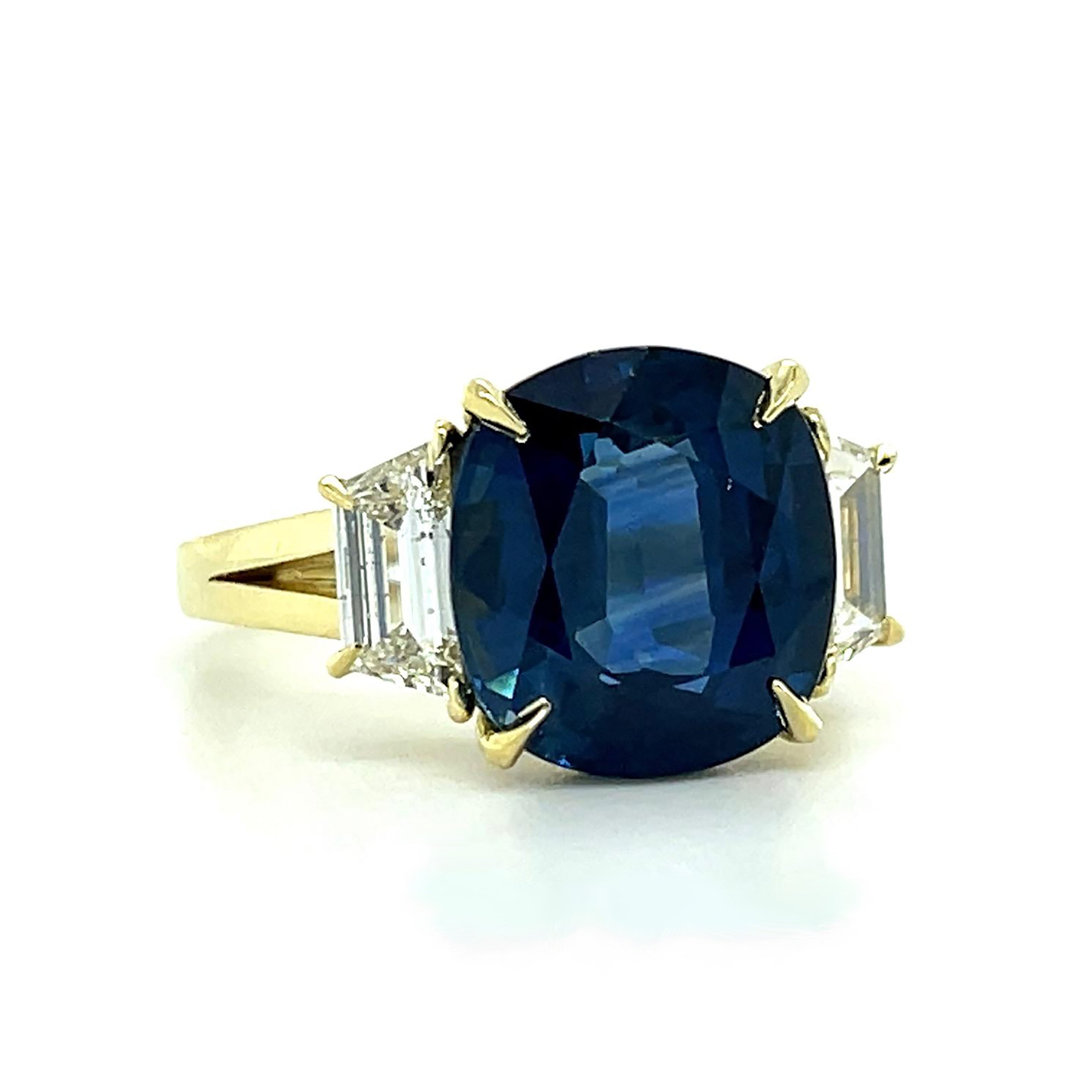 Sapphire Trapezoid Diamond Ring Statement Ring Roseark Vintage