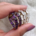 Lavender Emerald-Cut Heart Hoops Hoop Earrings Goshwara