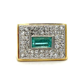 Vintage 1960s Emerald Diamond Rectangle Ring Cocktail Ring Roseark Vintage