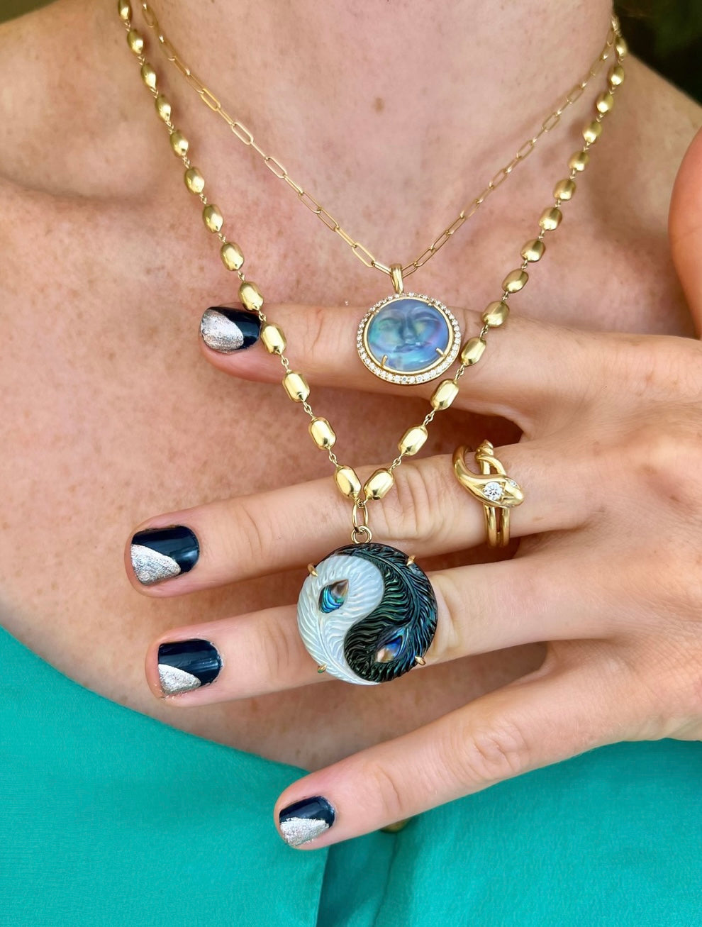 Peacock Feathers Yin Yang Pendant Pendant Maura Green   