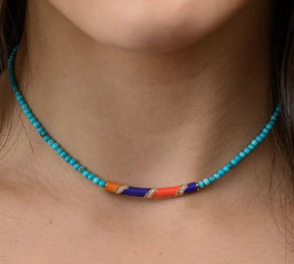 Deep Purple Beaded Turquoise Necklace Beaded Necklace The Finest Stack