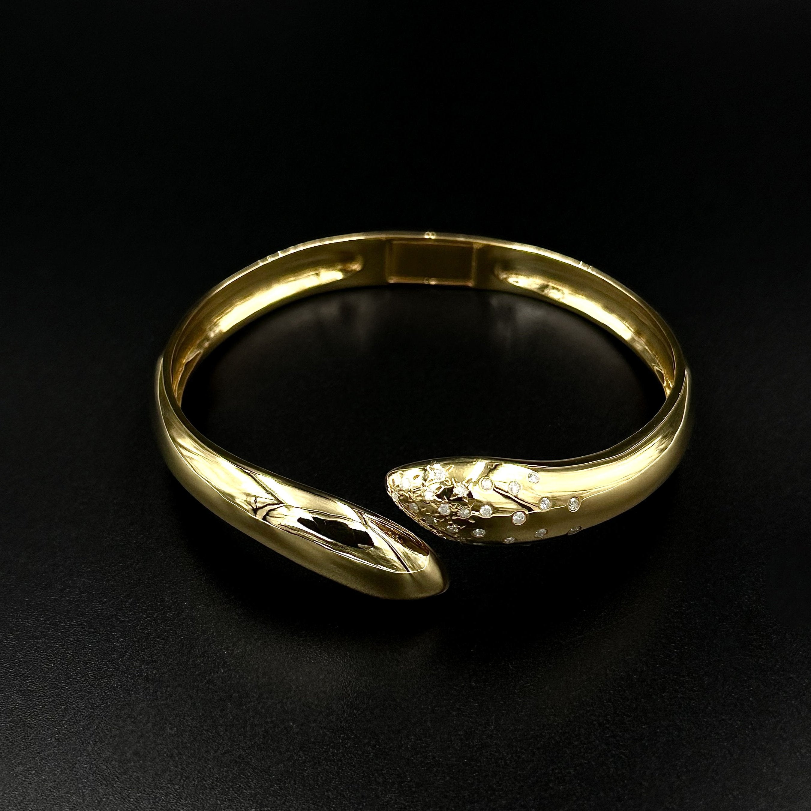 Claw Bangle with Sprinkled Diamonds, Sterling Silver Bangle MAE + LANG