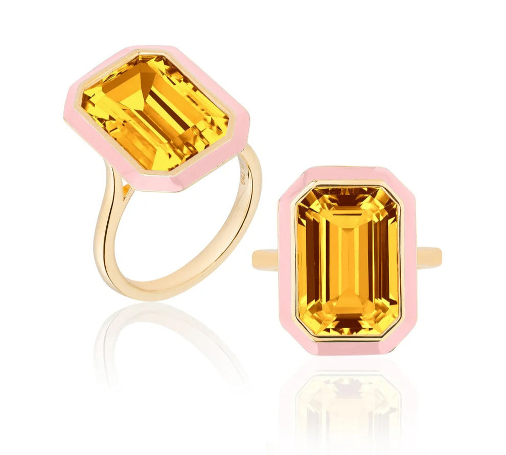 Emerald-Cut Enamel Ring Cocktail Ring Goshwara