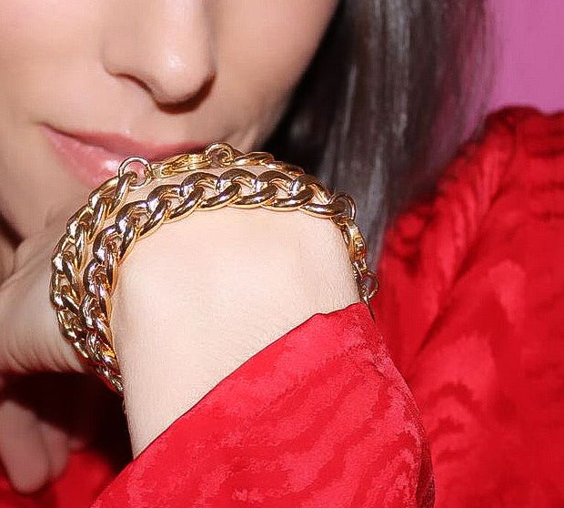 Gold Plated Chunky Chain Bracelet Chain Tracee Nichols   