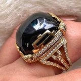 High Dome Cabochon Ring with Diamonds Statement Ring Goshwara
