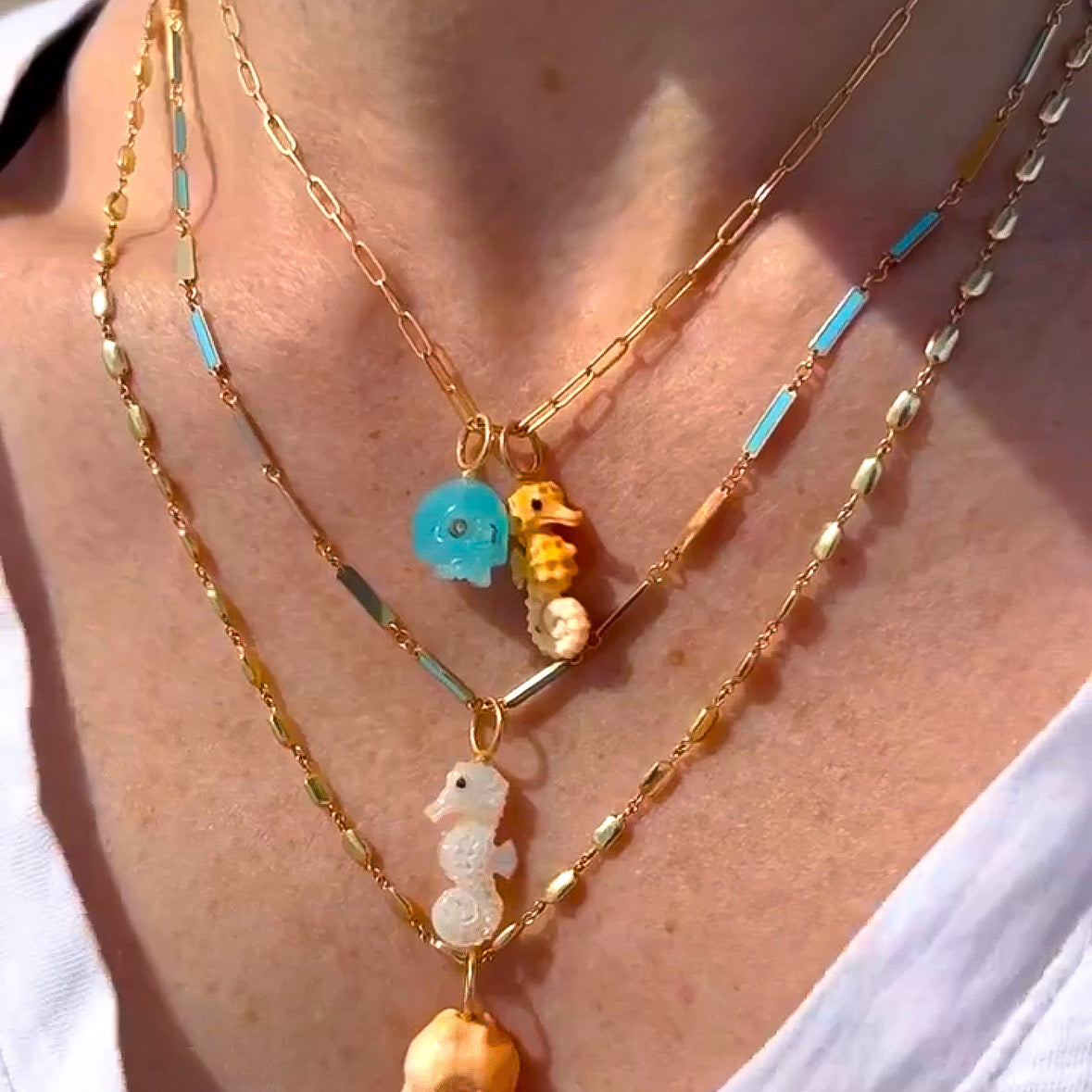 Pearl Seahorse Charm Charm Maura Green   