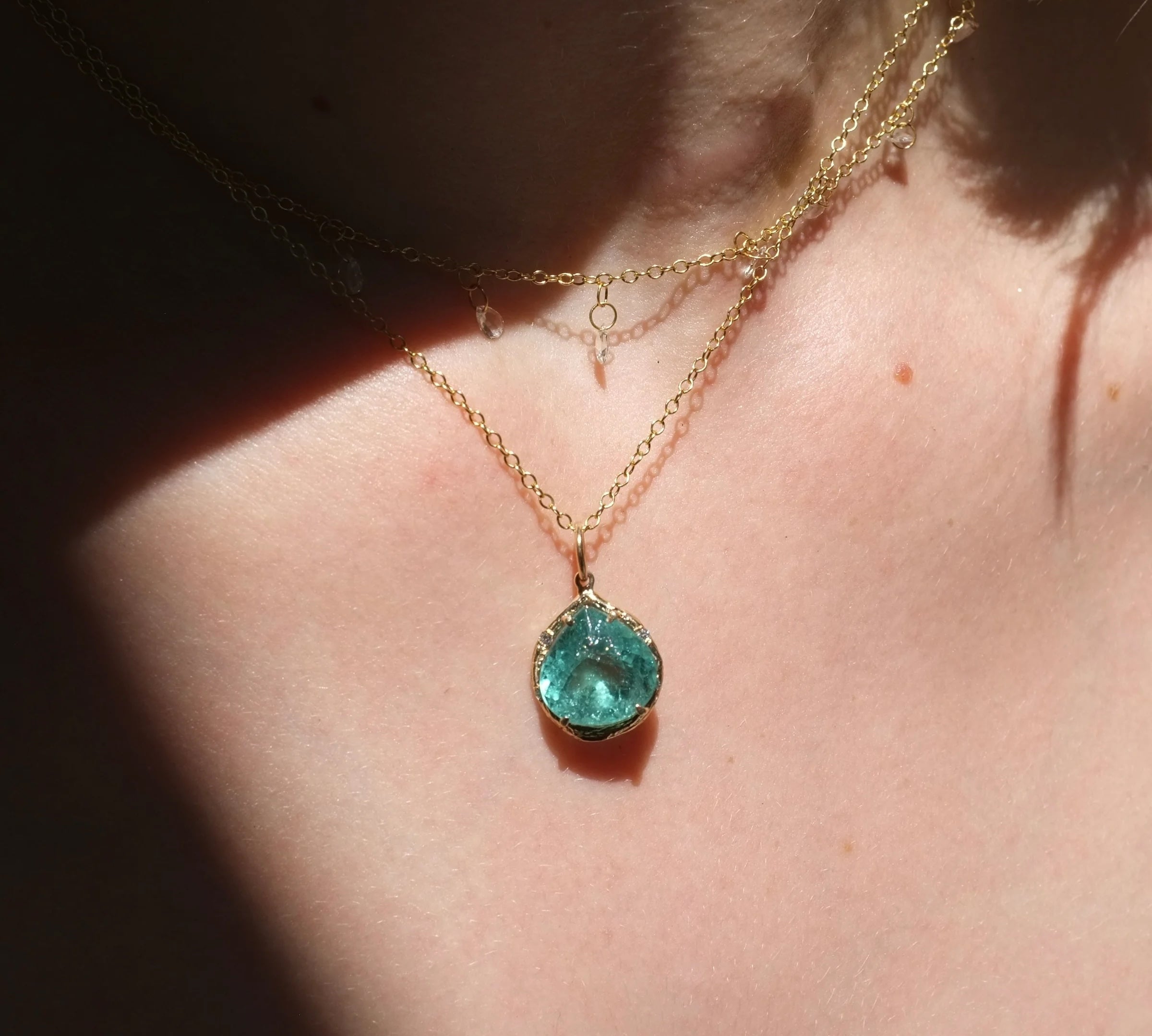 Aqua Tourmaline Necklace Pendant Necklace Elisabeth Bell Jewelry