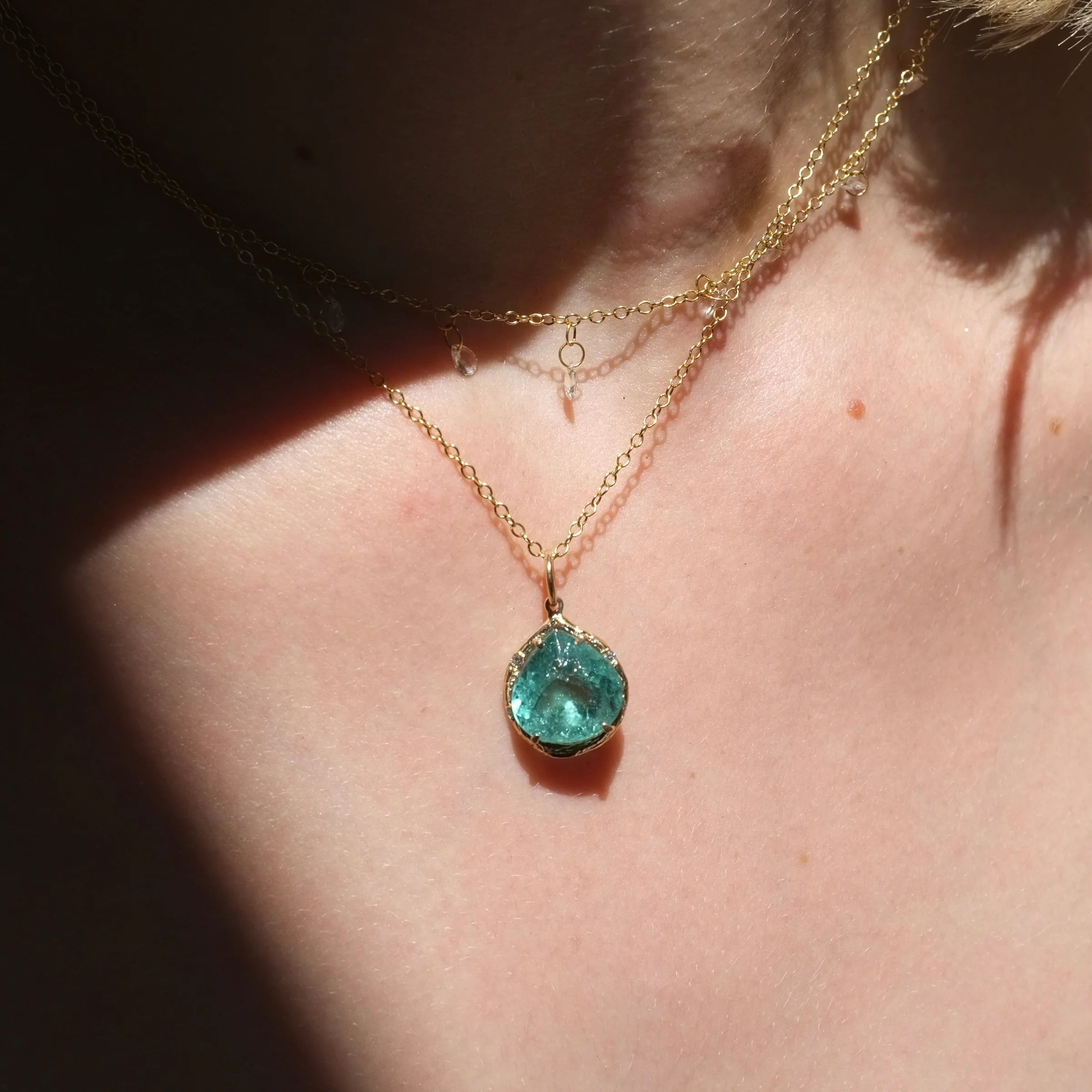 Aqua Tourmaline Necklace Pendant Necklace Elisabeth Bell Jewelry