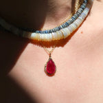 Pink Tourmaline Pear Necklace Pendant Necklace Elisabeth Bell Jewelry