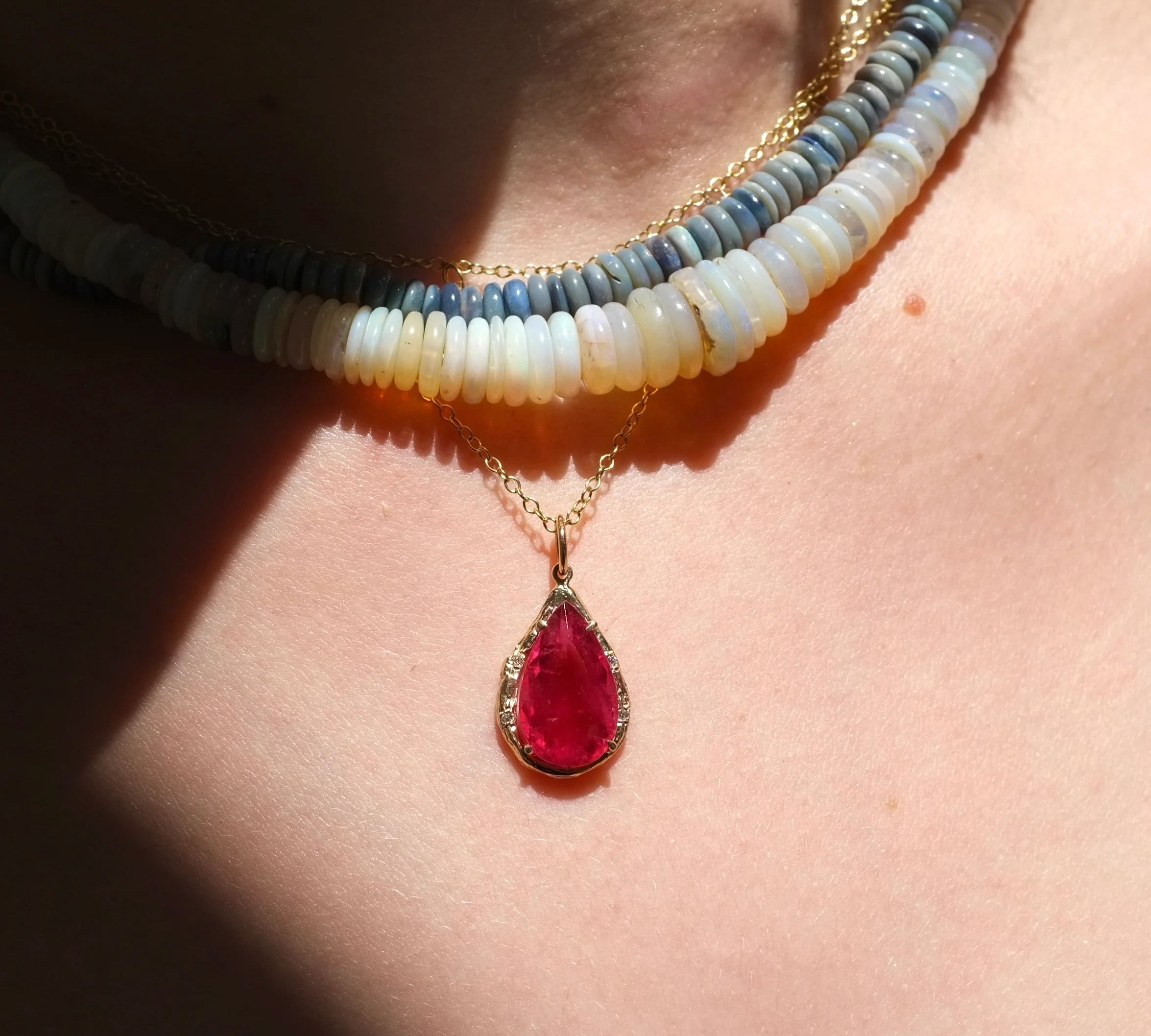 Pink Tourmaline Pear Necklace Pendant Necklace Elisabeth Bell Jewelry