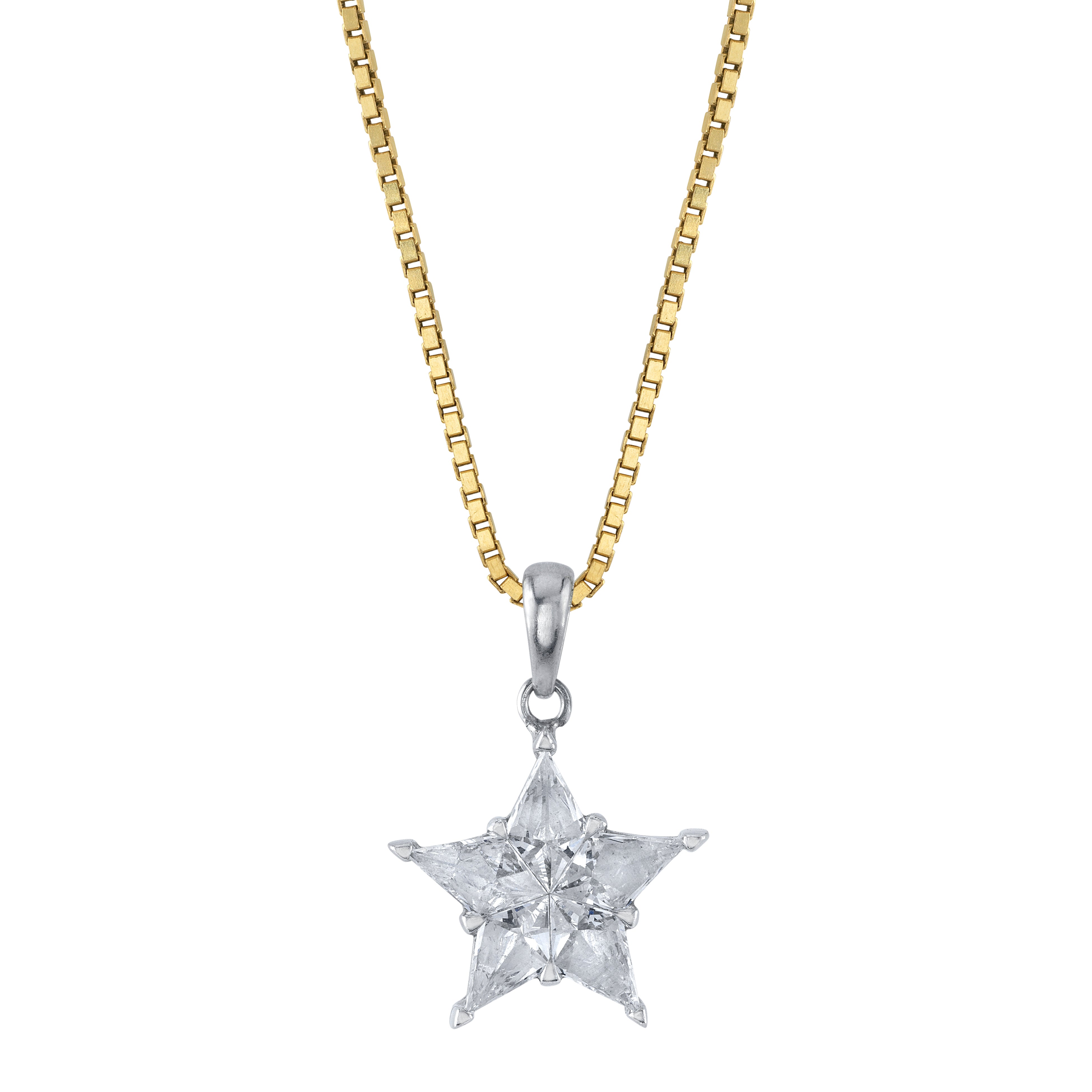 Multistone Diamond Star Charm Necklace Pendant Necklace Roseark Deux