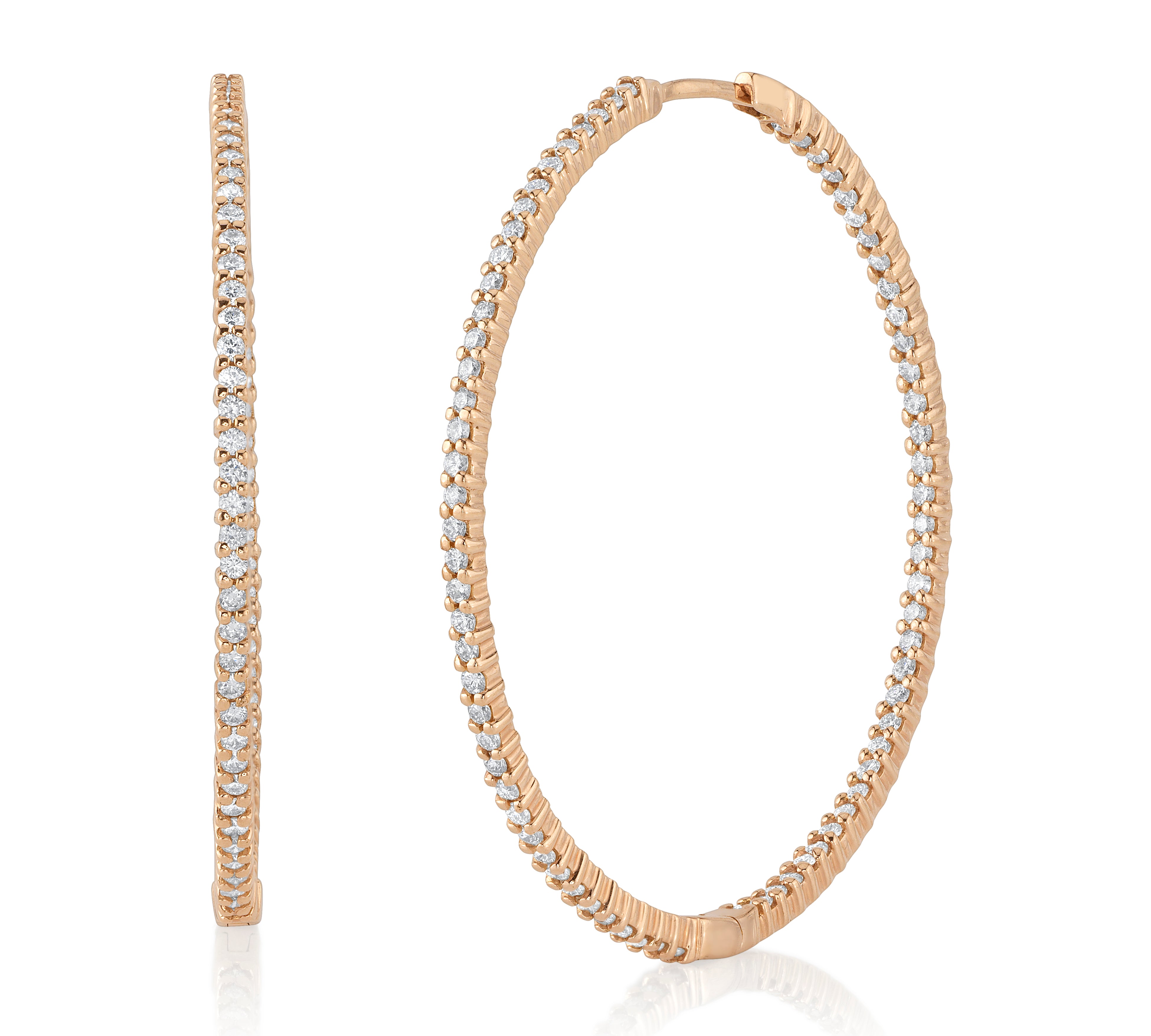 Diamond Inside Out Hoops, Large Hoop Earrings Roseark Deux