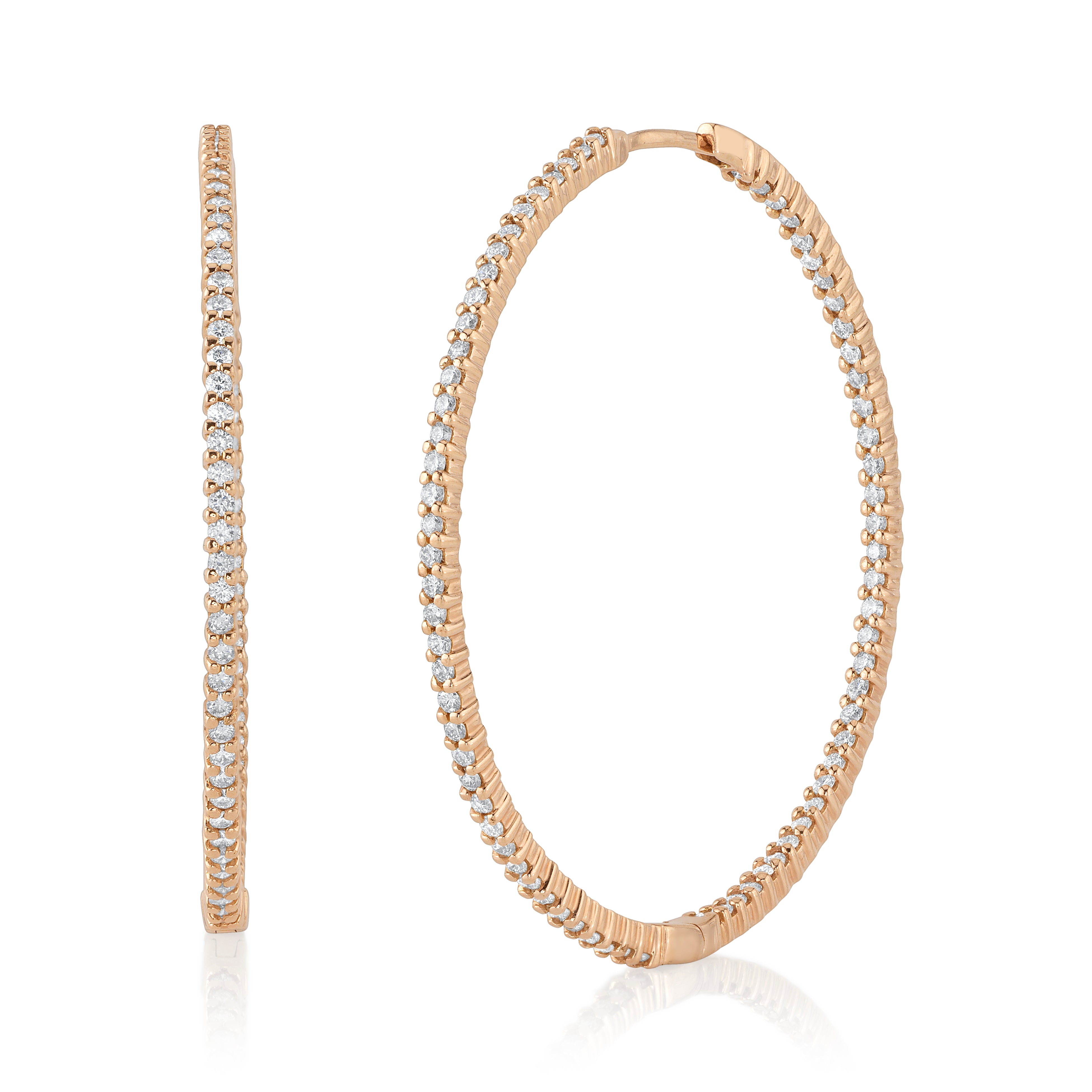 Diamond Inside Out Hoops, Large Hoop Earrings Roseark Deux