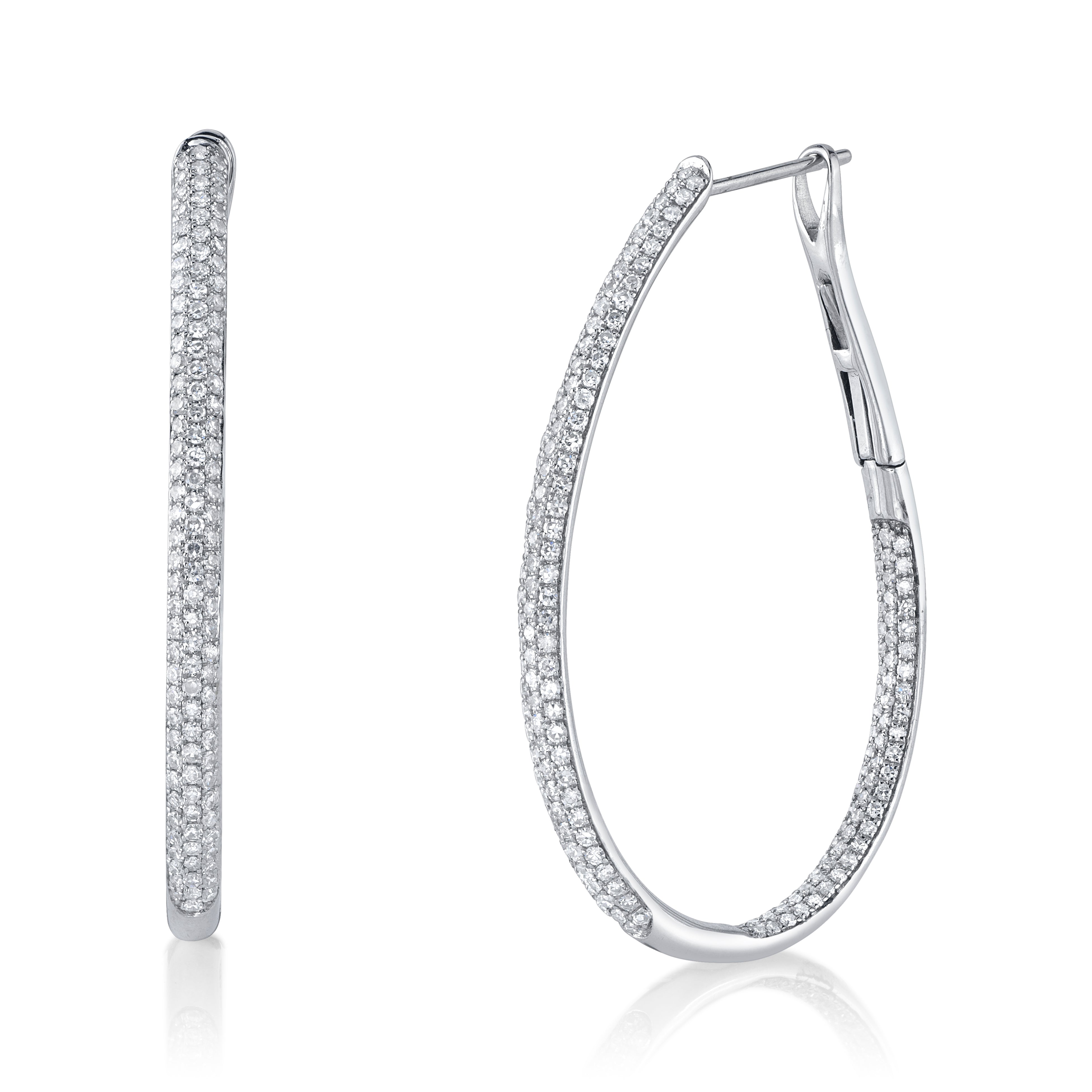 Pave Diamond Oval Hoops Hoop Earrings Roseark Deux