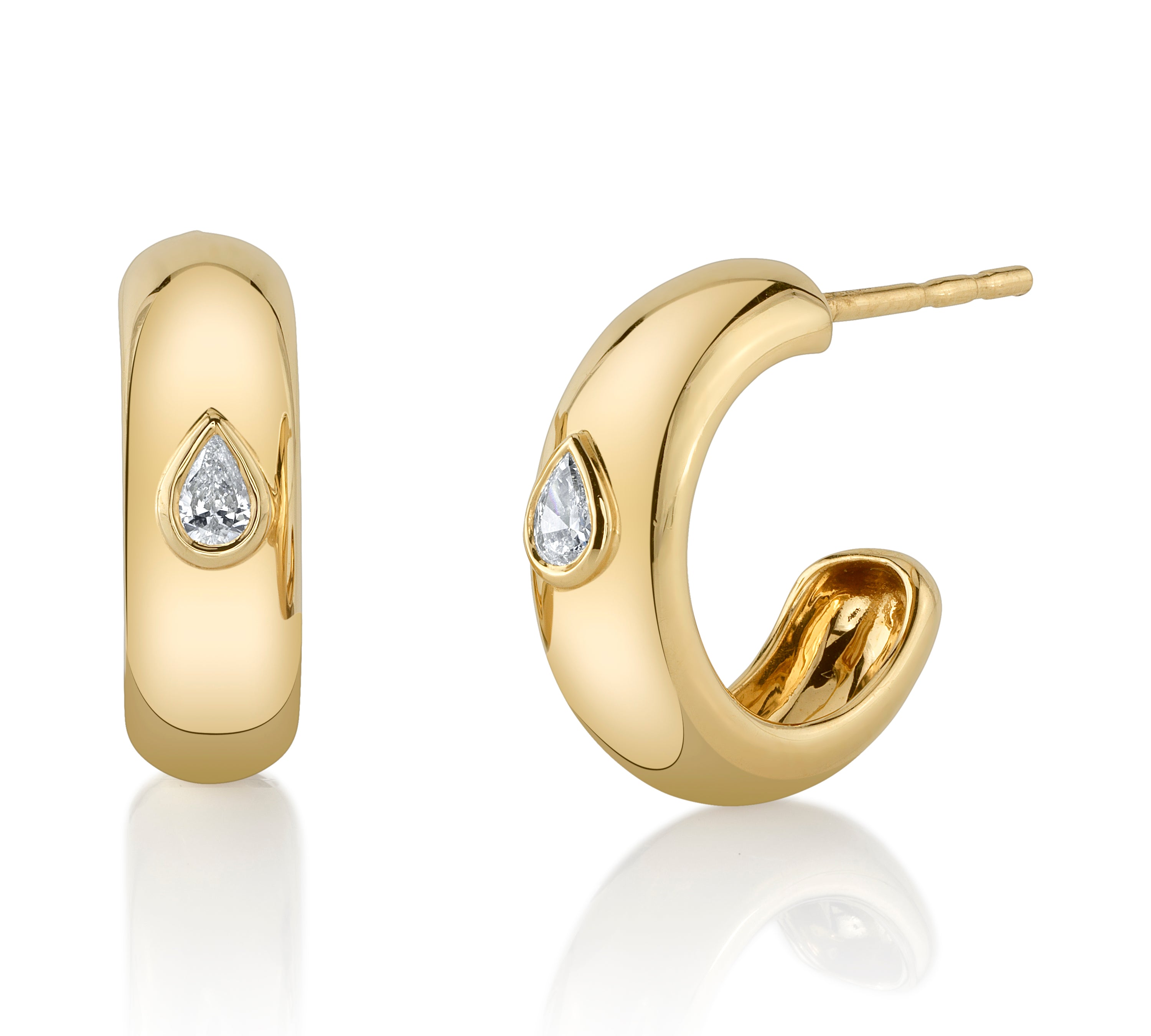 Pear-Shaped Diamond Mini Half-Hoop Huggie Earrings Roseark Deux Pair  