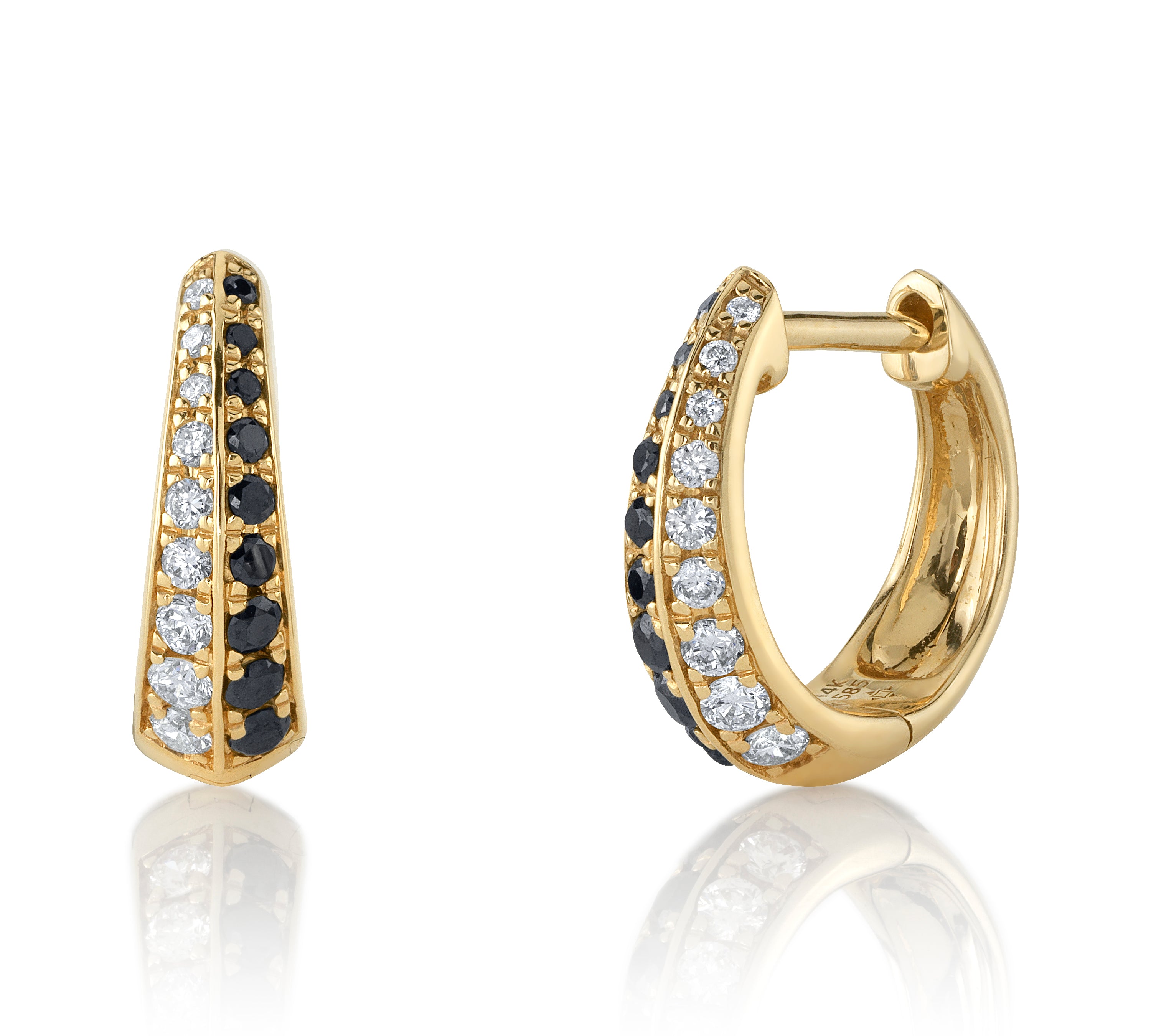 Black and White Diamond Huggie Huggie Earrings Roseark Deux Pair  