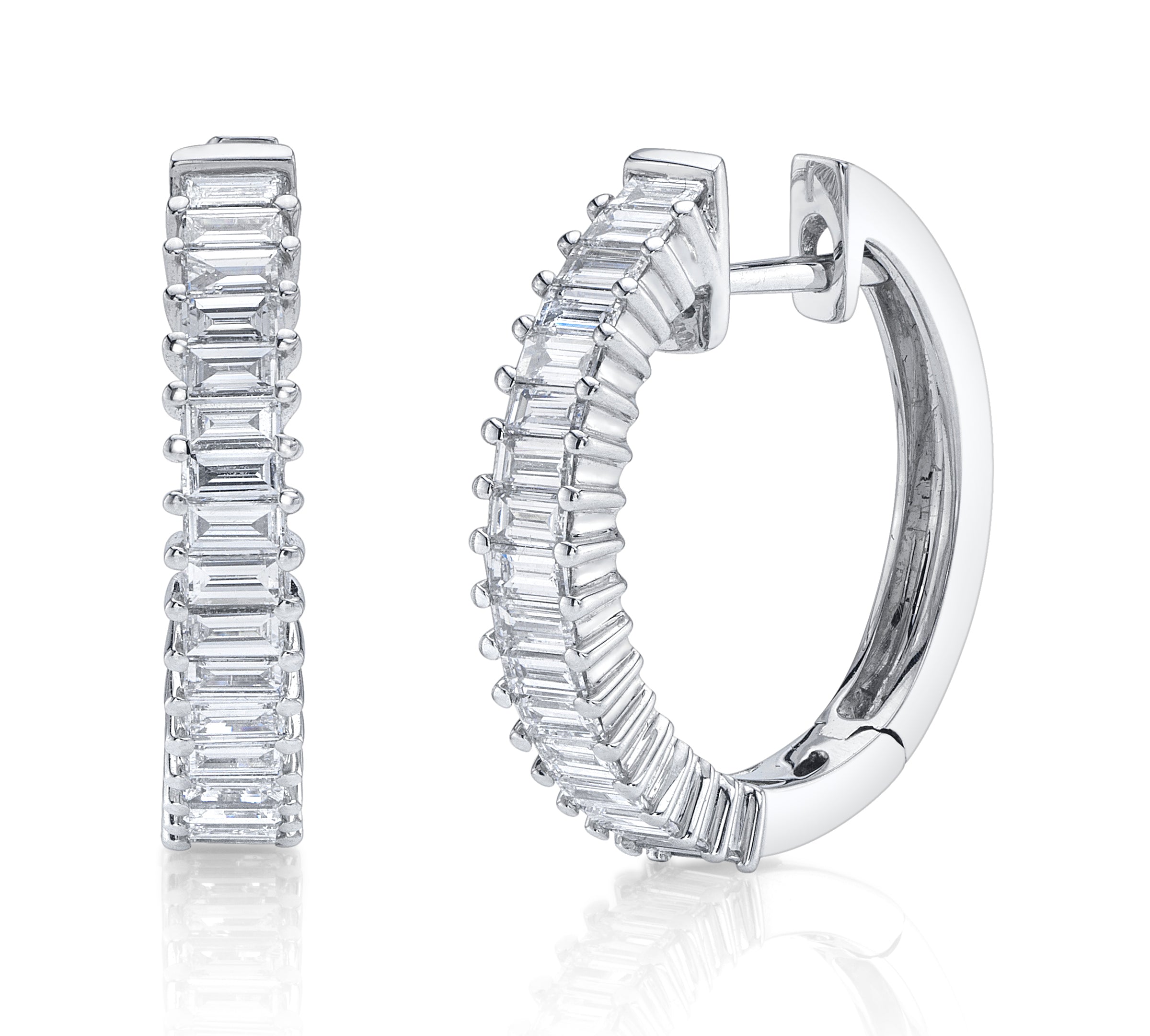 Emerald-Cut Diamond Prong Hoop Hoop Earrings Roseark Deux