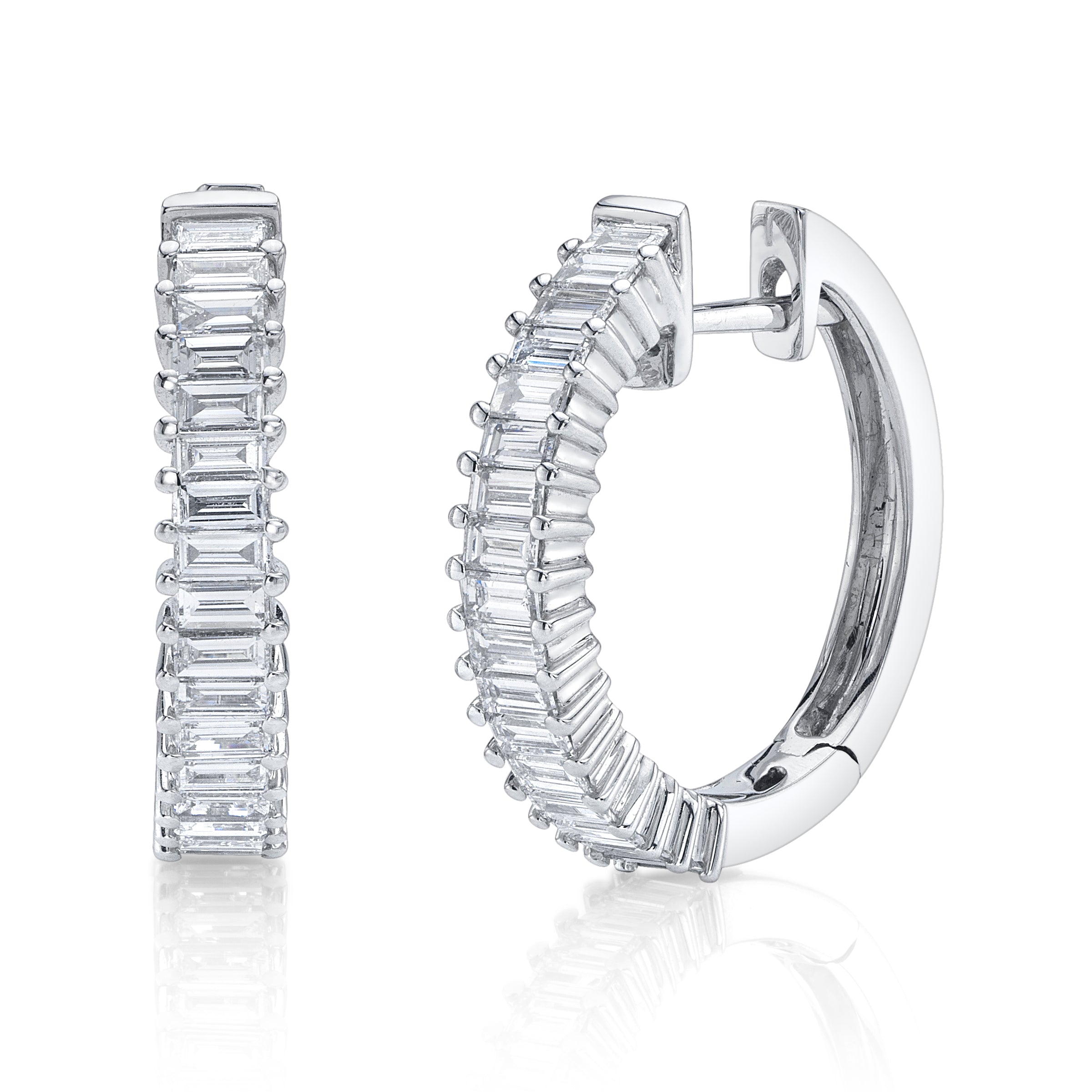 Emerald-Cut Diamond Prong Hoop Hoop Earrings Roseark Deux