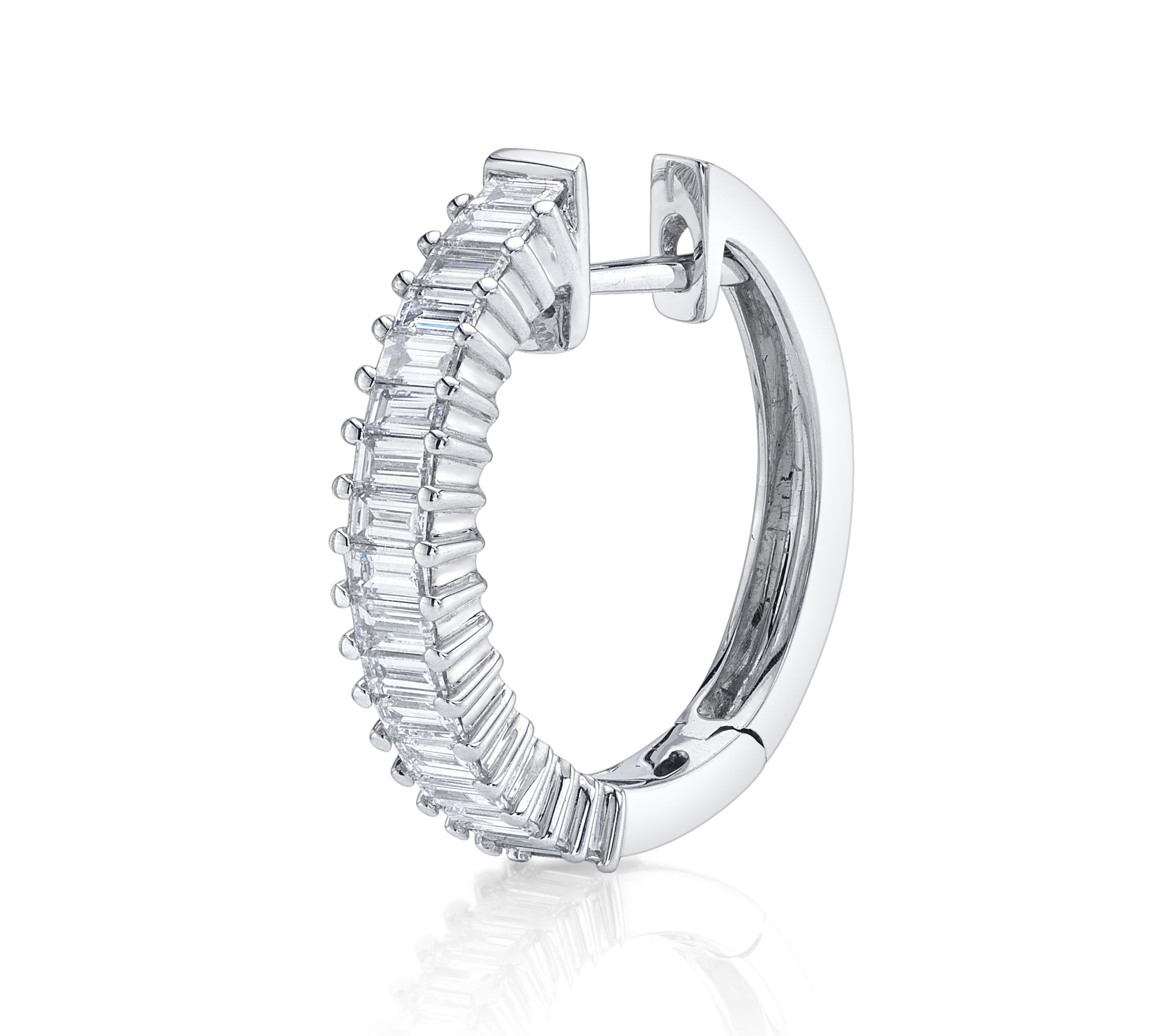 Emerald-Cut Diamond Prong Hoop Hoop Earrings Roseark Deux Single