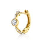 Pave Diamond and Bezel Mini Hoop Hoop Earrings Roseark Deux Single