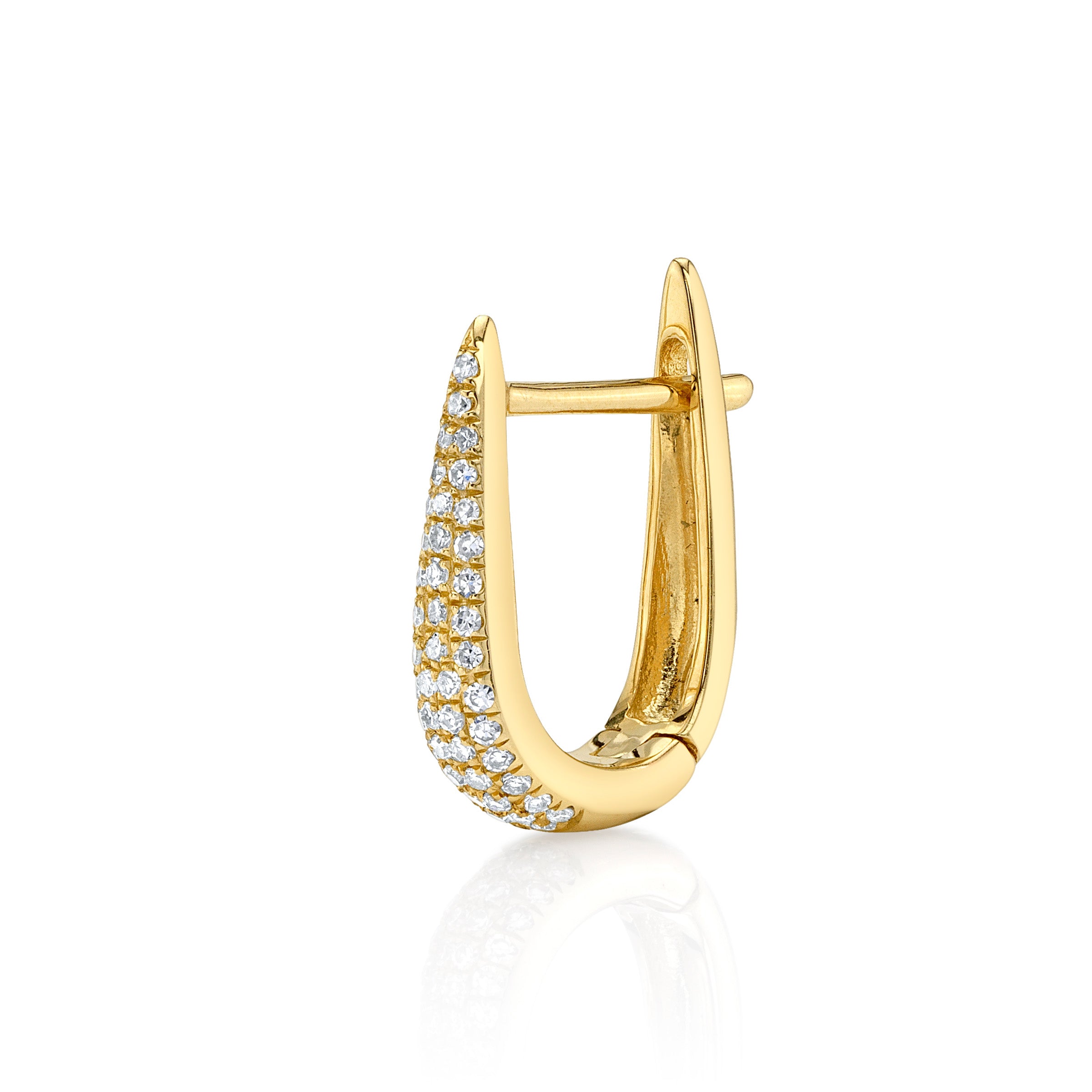 Pave Diamond Pointed-Tear Hoop Hoop Earrings Roseark Deux Single