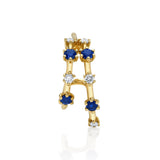 Stone Diamond Half-Huggie Hoop Huggie Earrings Roseark Deux Sapphire+Diamond Single Right