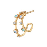 Stone Diamond Half-Huggie Hoop Huggie Earrings Roseark Deux