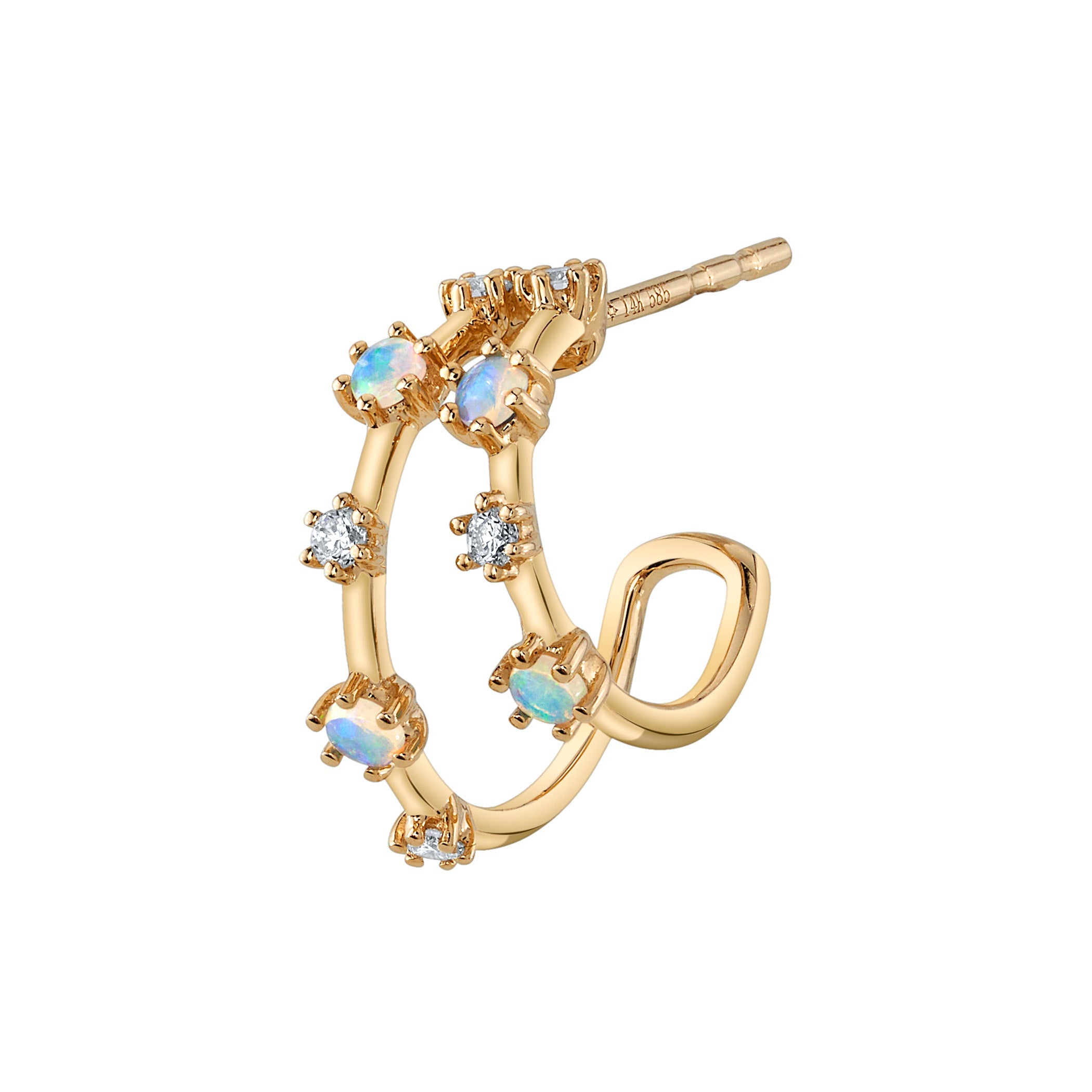 Stone Diamond Half-Huggie Hoop Huggie Earrings Roseark Deux