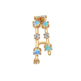 Stone Diamond Half-Huggie Hoop Huggie Earrings Roseark Deux Opal+Diamond Single Left