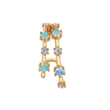 Stone Diamond Half-Huggie Hoop Huggie Earrings Roseark Deux Opal+Diamond Single Right