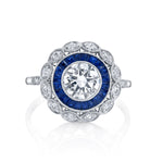 Diamond Transitional Sapphire Handmade Ring Statement Ring Roseark Vintage