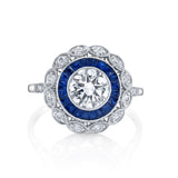 Diamond Transitional Sapphire Handmade Ring Statement Ring Roseark Vintage