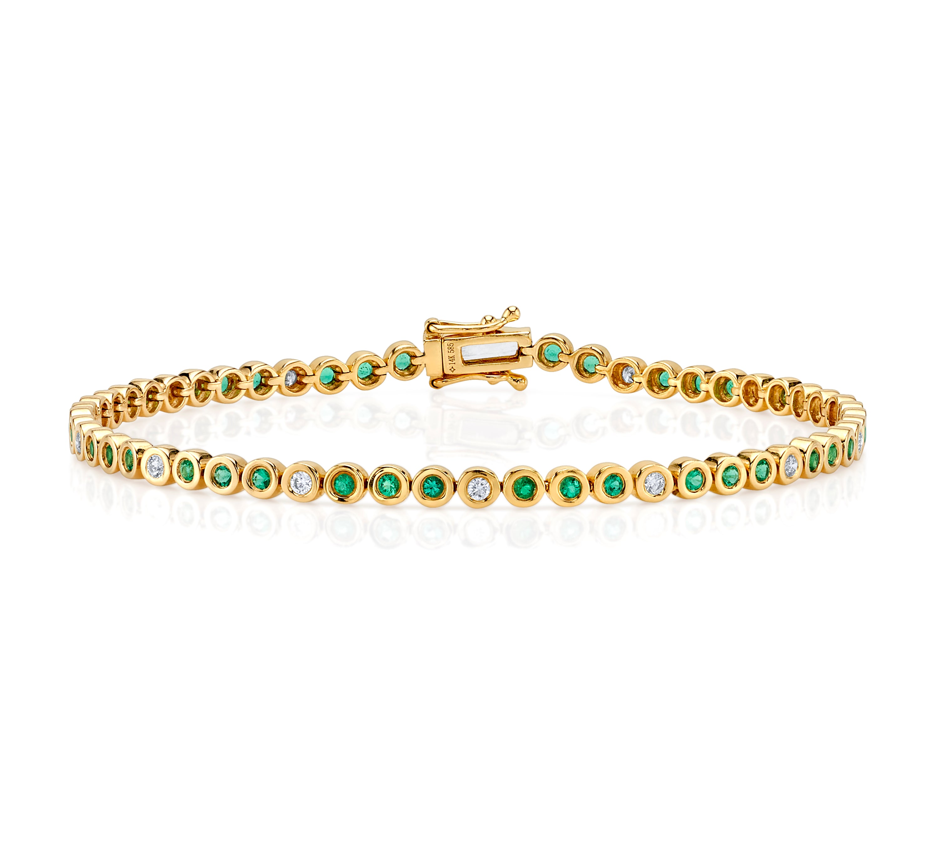 Alternating Bezel Tennis Bracelet, Small Tennis Bracelet Roseark Deux Emerald