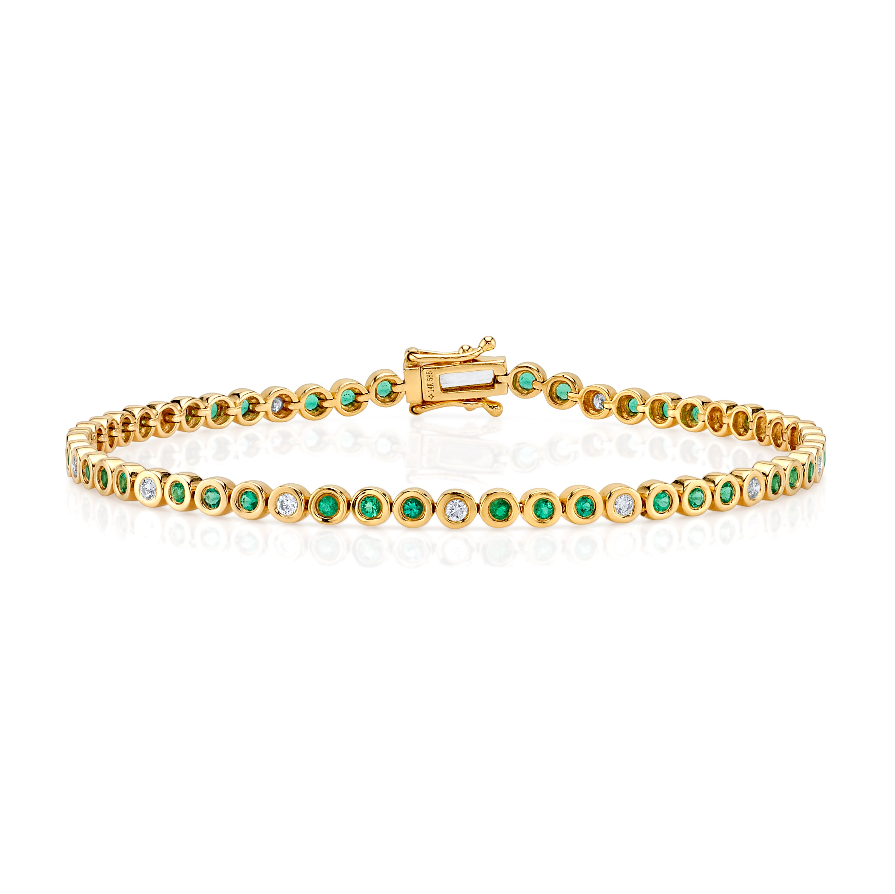 Alternating Bezel Tennis Bracelet, Small Tennis Bracelet Roseark Deux Emerald