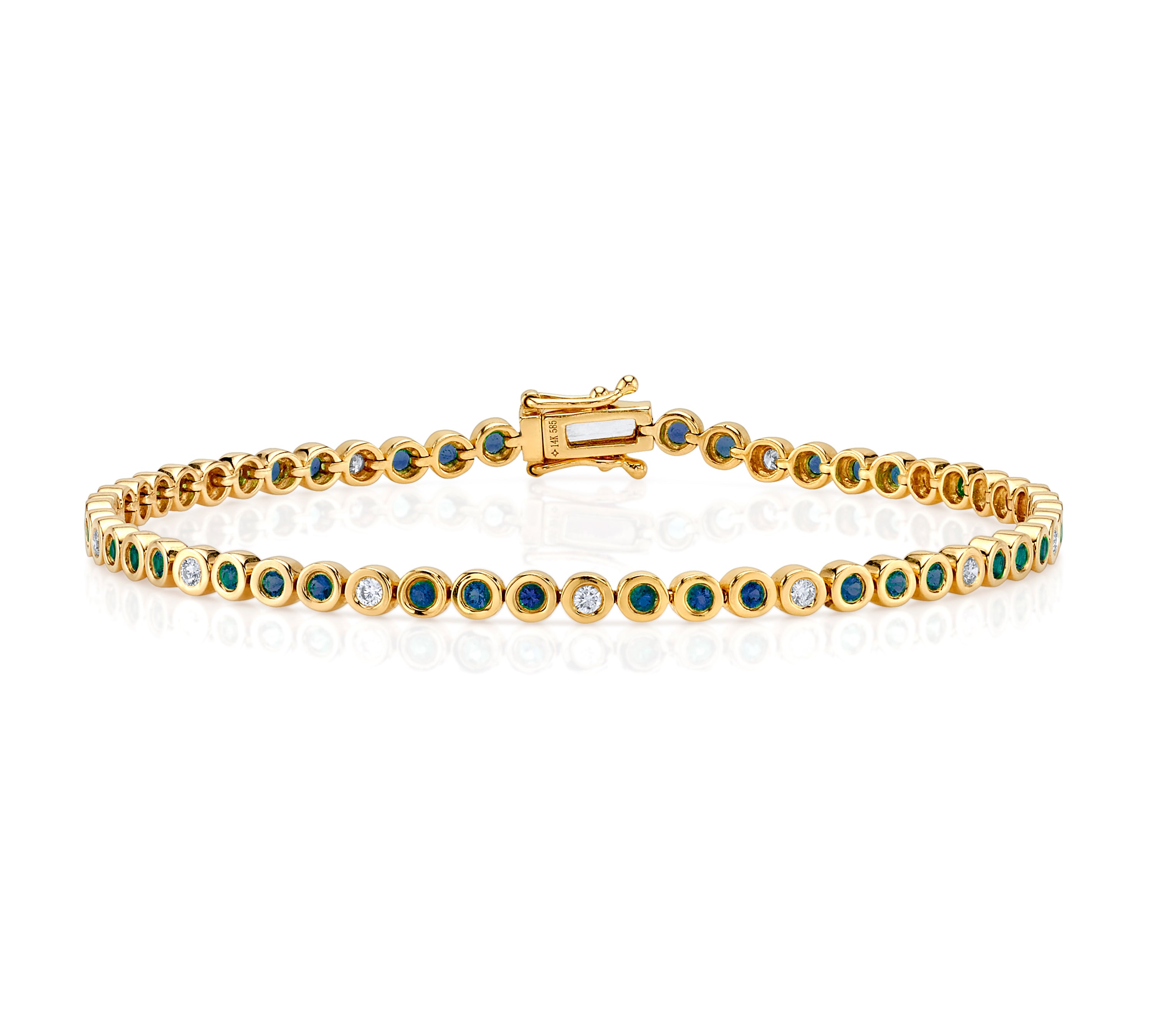 Alternating Bezel Tennis Bracelet, Small Tennis Bracelet Roseark Deux Sapphire