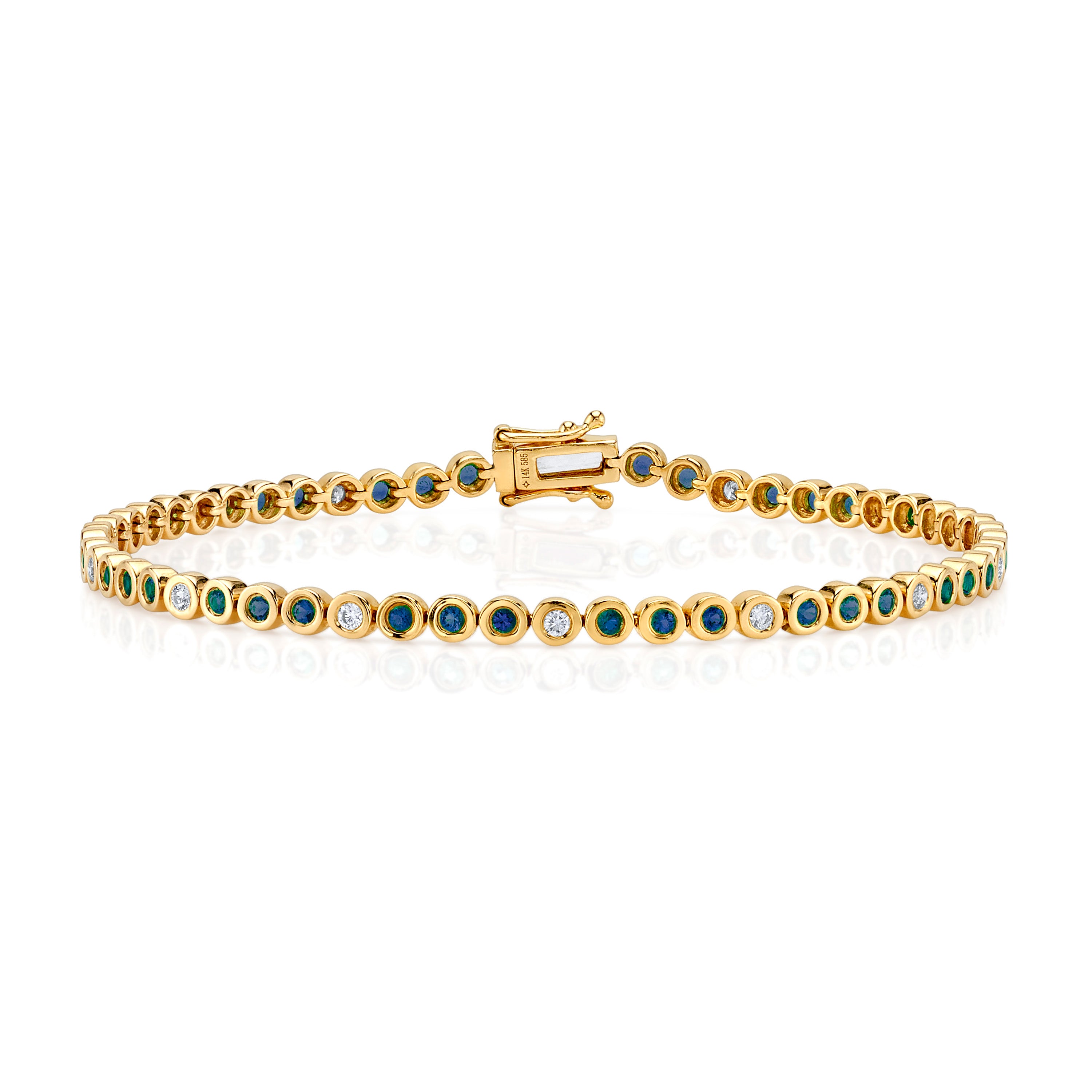 Alternating Bezel Tennis Bracelet, Small Tennis Bracelet Roseark Deux Sapphire